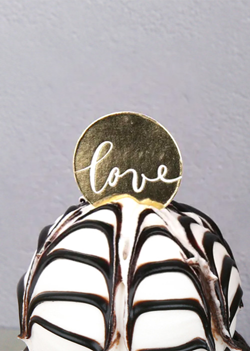 택 - 케익택 러브원형 금박